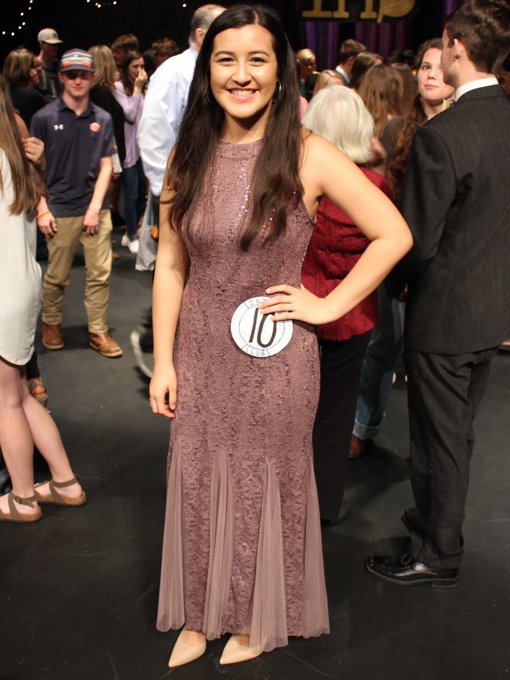 Sleeveless Lace & Sequin Maxi Dress in Mauve